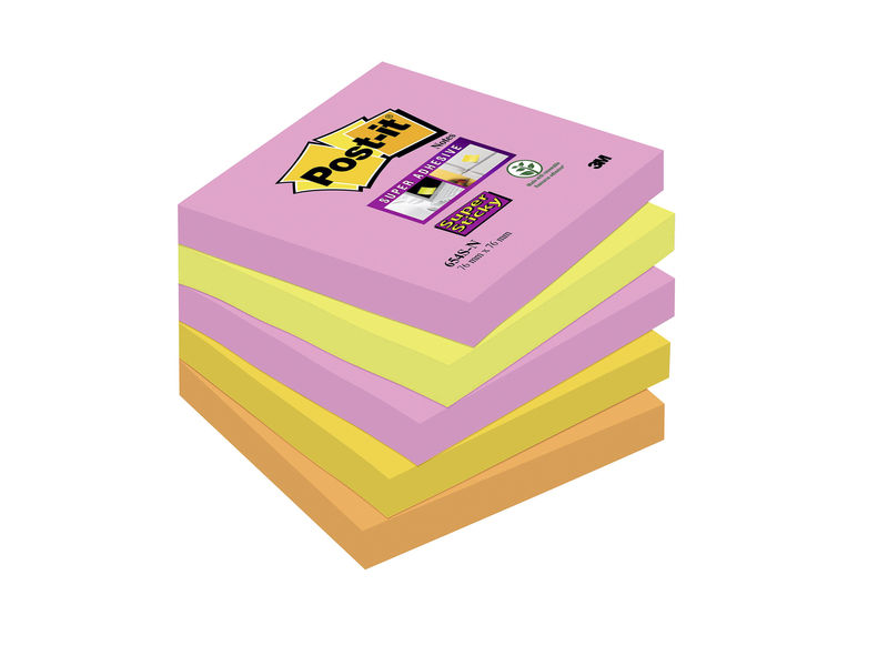 POST-IT - Notas adhesivas Super Sticky Pack 5 blocs 90h Neon surtidos 76x76mm (Ref.70005253193)
