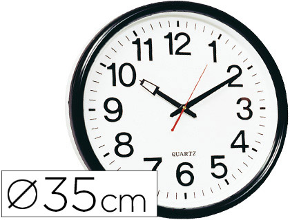 Q-CONNECT - RELOJ DE PARED PLASTICO BS-OFICINA REDONDO 35 CM -MARCO NEGRO (Ref.KF15592)