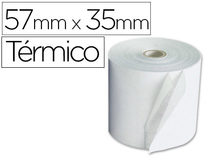 Q-CONNECT - ROLLO SUMADORA TERMICO 57 MM ANCHO X 35MM DIAMETRO PARA MAQUINAS TERMINAL PUNTO DE VENTA (Ref.KF26122)