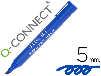 Q-CONNECT - ROTULADOR MARCADOR PERMANENTE AZUL PUNTA BISELADA 5.0 MM (Ref.KF26043)