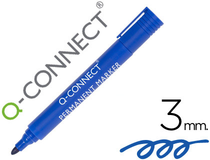 Q-CONNECT - ROTULADOR MARCADOR PERMANENTE AZUL PUNTA REDONDA 3.0 MM (Ref.KF26046)