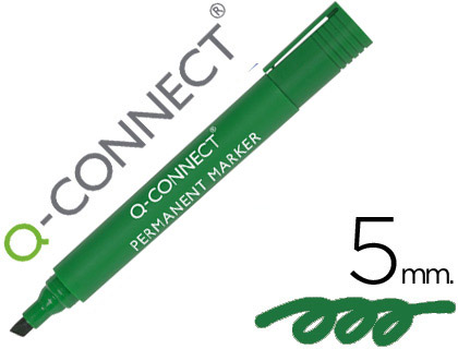 Q-CONNECT - ROTULADOR MARCADOR PERMANENTE VERDE PUNTA BISELADA 5.0 MM (Ref.KF01774)