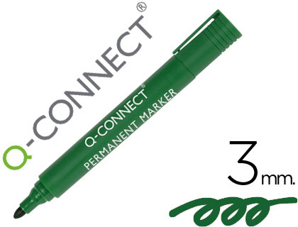 Q-CONNECT - ROTULADOR MARCADOR PERMANENTE VERDE PUNTA REDONDA 3.0 MM (Ref.KF01773)