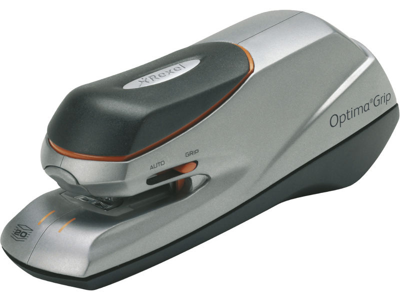 REXEL - Grapadora Electrica Optima Grip 20 Hojas Pilas y Adaptador (Ref.2102349)