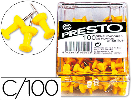 PRESTO - SEÑALIZADOR DE PLANOS AMARILLO -CAJA DE 100 UNIDADES (Ref.18-AM)