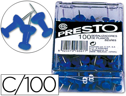PRESTO - SEÑALIZADOR DE PLANOS AZUL -CAJA DE 100 UNIDADES (Ref.18-AZ)