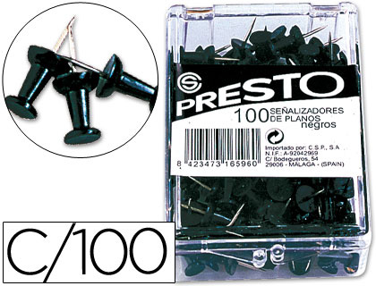 PRESTO - SEÑALIZADOR DE PLANOS NEGRO -CAJA DE 100 UNIDADES (Ref.18-NE)