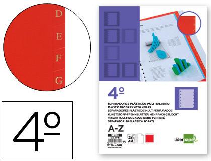 LIDERPAPEL - SEPARADOR PLASTICO ALFABETICO A-Z CUARTO (Ref.SP04)