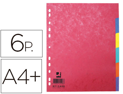 Q-CONNECT - SEPARADOR CARTULINA BRILLO JUEGO DE 6 SEPARADORES DIN A4+ MULTITALADRO (Ref.KF15408)