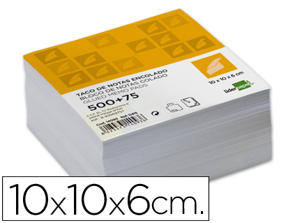 LIDERPAPEL - TACO ENCOLADO 100 X 100 X 60MM BLANCO (Ref.TA01)