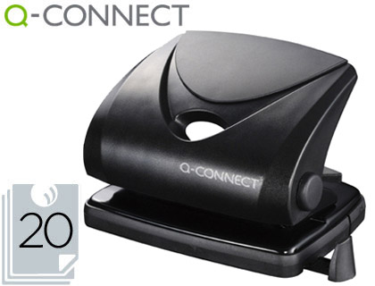 Q-CONNECT - TALADRADOR NEGRO -ABERTURA 2 MM -CAPACIDAD 20 HOJAS (Ref.KF01234)