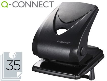 Q-CONNECT - TALADRADOR 2 TALADROS -COLOR NEGRO -ABERTURA 3,5 MM PARA 35 HOJAS (Ref.KF01236)