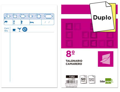 LIDERPAPEL - TALONARIO CAMARERO 8º ORIGINAL Y COPIA ZIG ZAG (Ref.T252)