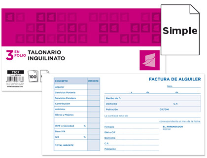 LIDERPAPEL - TALONARIO INQUILI- NATO TRES DEL FOLIO 107 -CON CONDICIONES (Ref.T107)