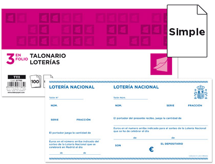 LIDERPAPEL - TALONARIO LOTERIA TRES DEL FOLIO 111 (Ref.T111)