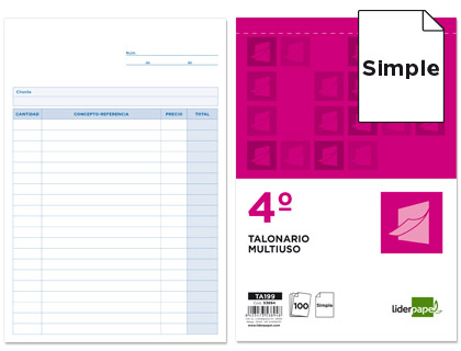 LIDERPAPEL - TALONARIO MULTIUSOS CUARTO ORIGINAL (Ref.T199)