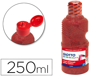 GIOTTO - TEMPERA ESCOLAR PURPURINA GLITTER 250 ML ROJO (Ref.531206)