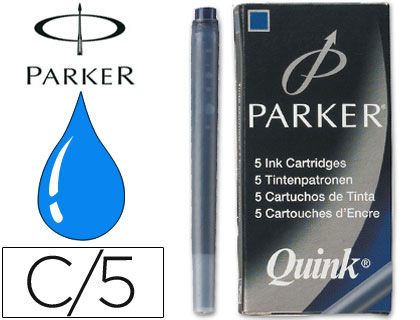 PARKER - TINTA ESTILOGRAFICA AZUL PERMANENTE -CAJA DE 5 CARTUCHOS (Ref.S0116240)