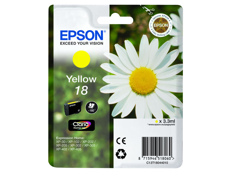 EPSON - Cartuchos Inyección De Tinta 18 Amarillo (Ref.C13T18044010)
