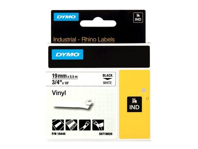 DYMO - Cintas rotulacion RHINO 19 mm Negro/Blanco Vinilo (Ref.18445)
