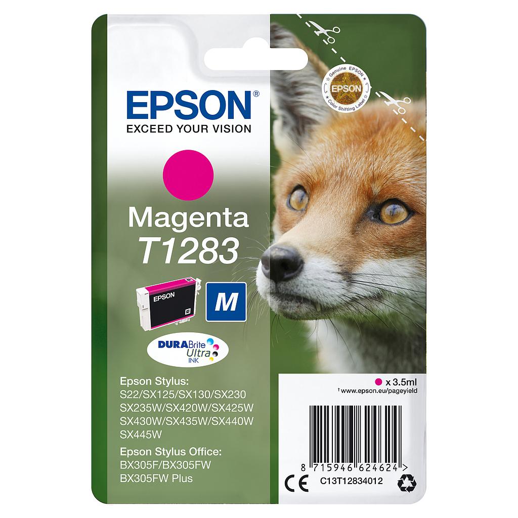 EPSON - cartucho inyección magenta 3,5ml T128 Stylus BX305/S22/SX125/130/235/420/435/440 (Ref.C13T12834012)