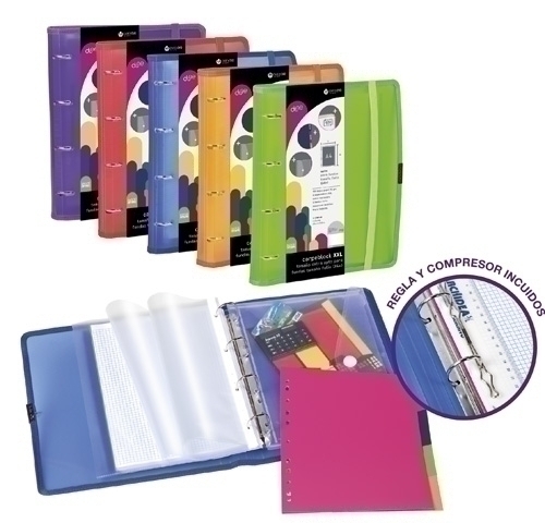 CARCHIDEA - Carpeta 4anillas-35mm Carpeblock Dune,Incluy recambio.Med:340x250x45mm. Surtido (Ref.12377699)