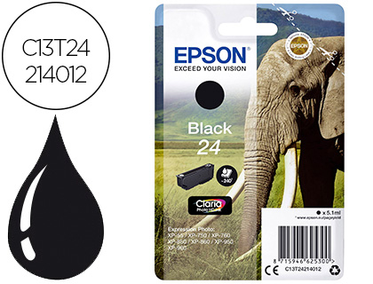 EPSON - cartucho inkjet negro CLARIA PHOTO 24 240P XP-55/7XX/8XX/9XX (Ref.C13T24214012)