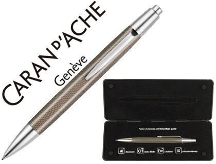 CARAN D'ACHE - BOLIGRAFO ALCHEMIX CUERPO PIEL DE REPTIL ADORNOS CROMADOS BRILLANTE CON ESTUCHE PUNTA (Ref.4881-021)