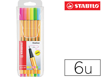 STABILO - Estuche 6 rotuladores point 88 neón surtidos (Ref.88/6-1)