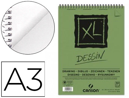 CANSON - BLOC DIBUJO XL DESSIN DIN A3 LISO MICROPERFORADO ESPIRAL 29,7X42 CM 50 HOJAS 160 GR (Ref.400039089)
