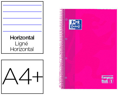 OXFORD - CUADERNO ESPIRAL EBOOK 1 TAPA EXTRADURA DIN A4+ 80 H HORIZONTAL ROSA FRAMBUESA TOUCH (Ref.400075557)