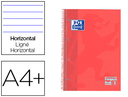 OXFORD - CUADERNO ESPIRAL EBOOK 1 TAPA EXTRADURA DIN A4+ 80 H HORIZONTAL CORAL TOUCH (Ref.400075559)
