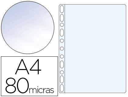 Q-CONNECT - FUNDA MULTITALADRO DIN A4 80 MC CRISTAL CAJA DE 100 UNIDADES (Ref.KF18088)