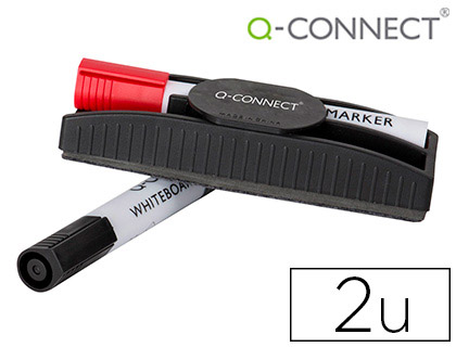 Q-CONNECT - BORRADOR MAGNETICO CON ROTULADOR ROJO Y NEGRO PARA PIZARRA BLANCA (Ref.KF18633)