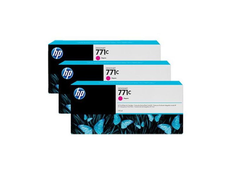 HP ( HEWLETT PACKARD ) - Cartuchos ORIGINALES Inyección De Tinta 771C Magenta Pack 3 (Ref.B6Y33A)