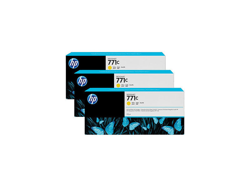 HP ( HEWLETT PACKARD ) - Cartuchos ORIGINALES Inyección De Tinta 771C Amarillo Pack 3 (Ref.B6Y34A)