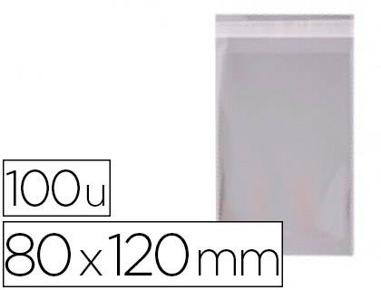 APLI - BOLSA POLIPROPILENO 80X120 MM TRANSPARENTE CIERRE ADHESIVO PAQUETE DE 100 UNIDADES (Ref.16220)