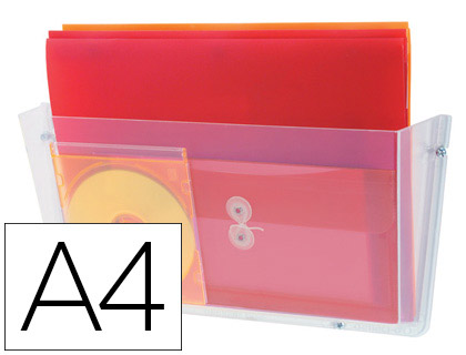 ARCHIVO 2000 - EXPOSITOR MURAL DE PARED POLIESTIRENO CON 1 COMPARTIMENTO TRANSPARENTE PARA DIN A4 HORIZONTAL (Ref.DE63201 CS TP)