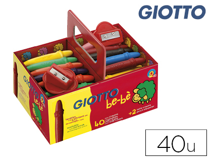 GIOTTO - Bebe LAPICES CERA SUPER SCHOOLPACK DE 40 UNIDADES + 2 SACAPAUNTAS (Ref.462700)