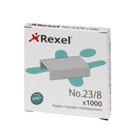 REXEL - GRAPAS 23/8 ACERO CAJA DE 1000 UNIDADES (Ref.2101054)