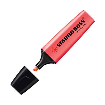 STABILO - Marcador fluorescente Boss Original Trazo 2-5mm Punta biselada Tinta base agua Rojo (Ref.70/40)