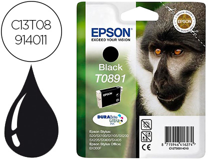 EPSON - Cartuchos ORIGINALES Inyección De Tinta T0891 NEGRO 0,17K (Ref.C13T08914011)