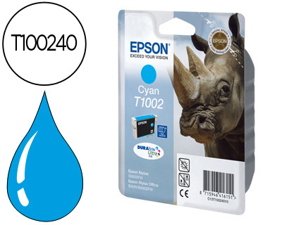 EPSON - Cartuchos ORIGINALES Inyección De Tinta T1002 CYAN - SX515W / 600FW / 610FW / OFFICE B40W / BX600FW / 610FW (Ref.C13T10024010)