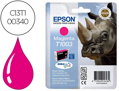 EPSON - Cartuchos ORIGINALES Inyección De Tinta STYLUS OFFICE T1003 B40W / BX600FW / SX600FW MAGENTA 815 PAG (Ref.C13T100340)