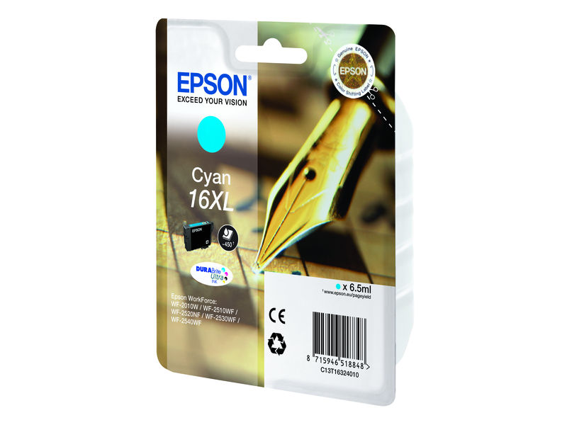 EPSON - Cartuchos ORIGINALES Inyección De Tinta 16XL Cyan (Ref.C13T16324010)