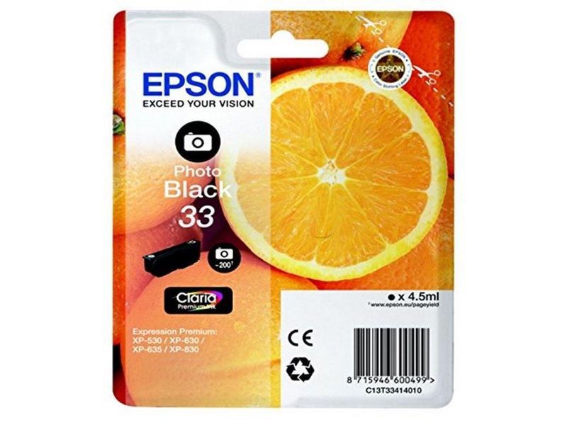 EPSON - Cartuchos ORIGINALES Inyección De Tinta negro foto Claria Premium 33 (Ref.C13T33414010)