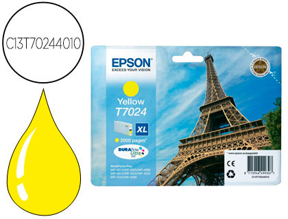 EPSON - Cartuchos ORIGINALES Inyección De Tinta T7024 AMARILLO 2K (Ref.C13T70244010)