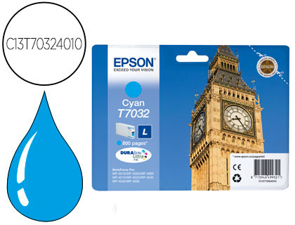 EPSON - Cartuchos ORIGINALES Inyección De Tinta T7032L CYAN 0,8K (Ref.C13T70324010)
