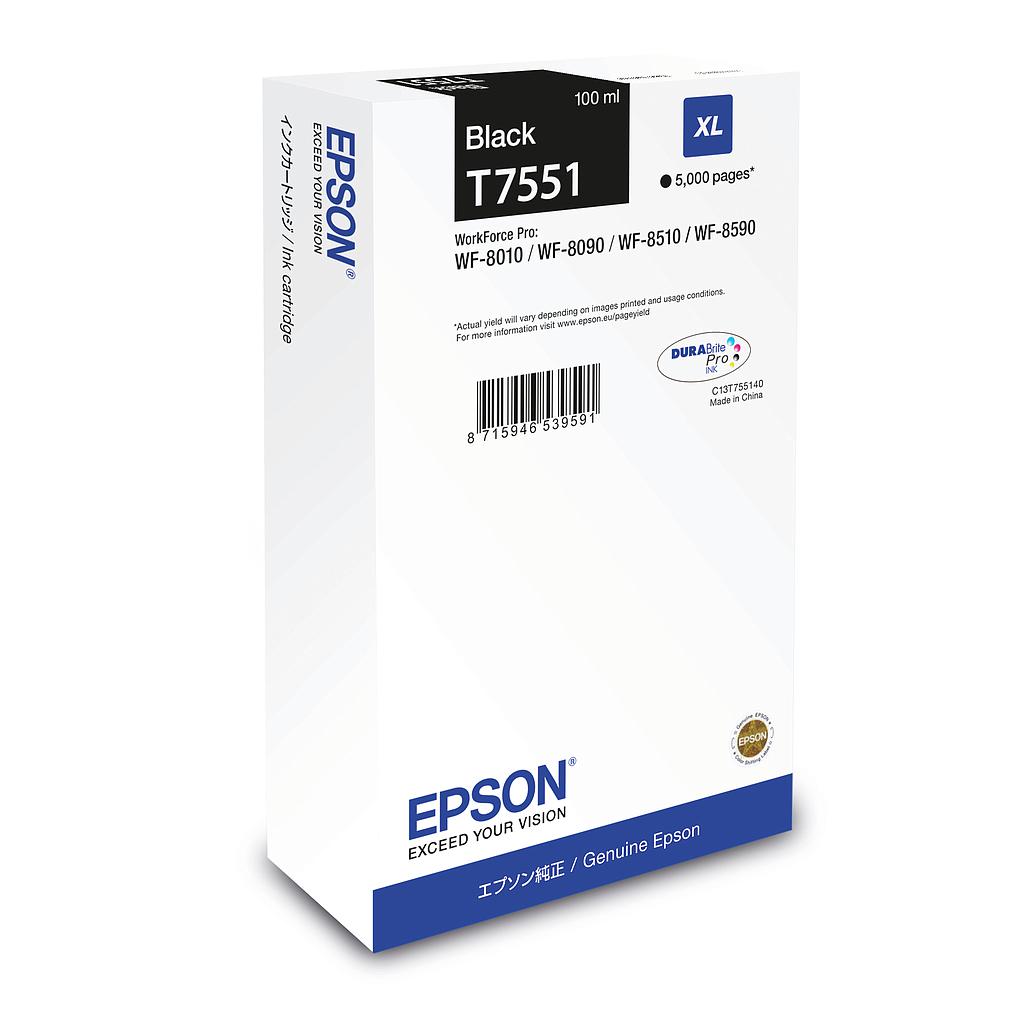 EPSON - Cartuchos ORIGINALES Inyección De Tinta T7551XL NEGRO (Ref.C13T755140)