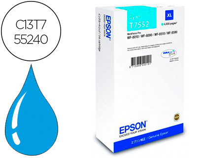 EPSON - Cartuchos ORIGINALES Inyección De Tinta T7552XL CIAN (Ref.C13T755240)